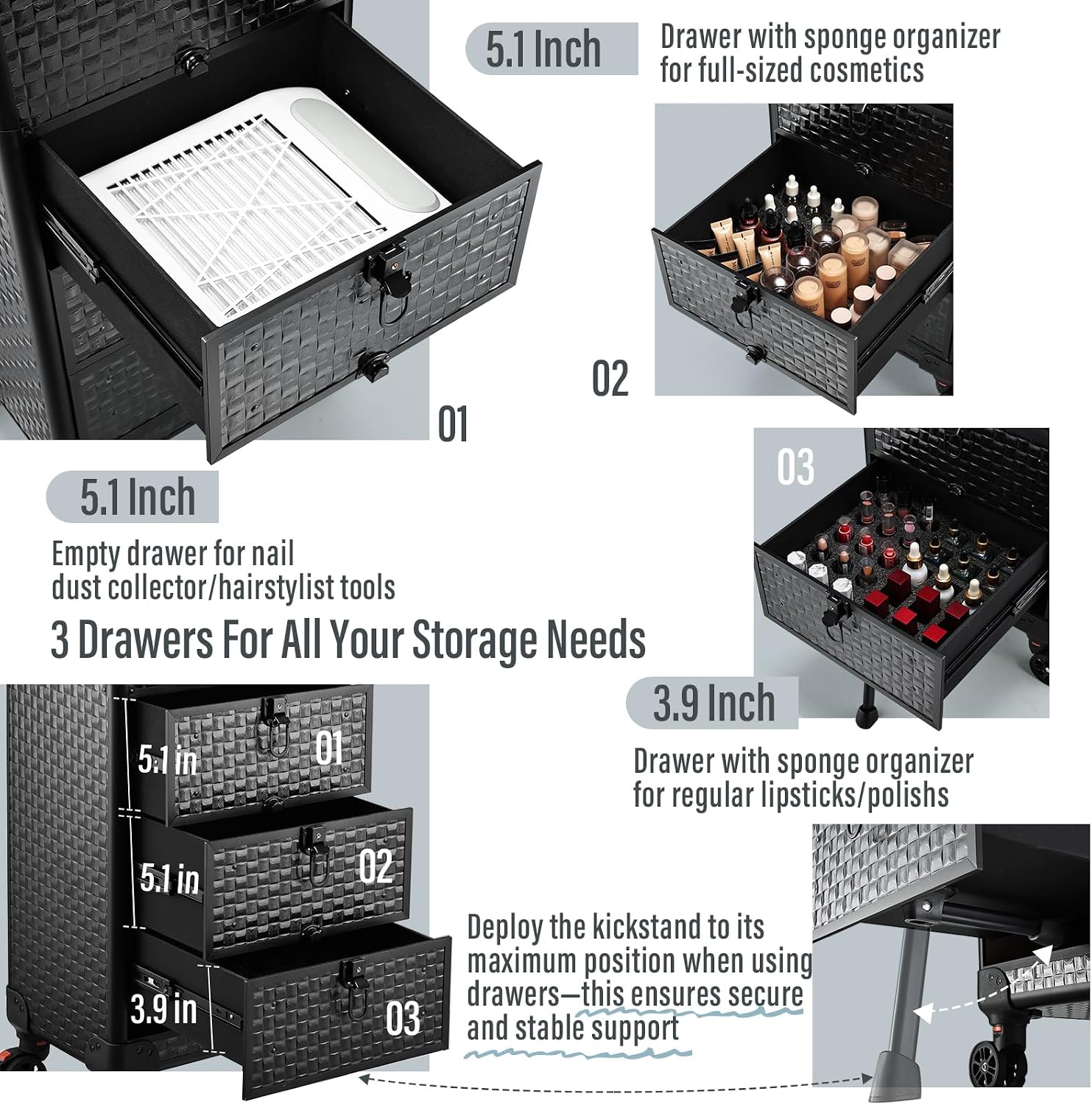 Rolling Salon Cart with 3 Draw - đánh giá và giá Spa & Wellness Centre Lielupe